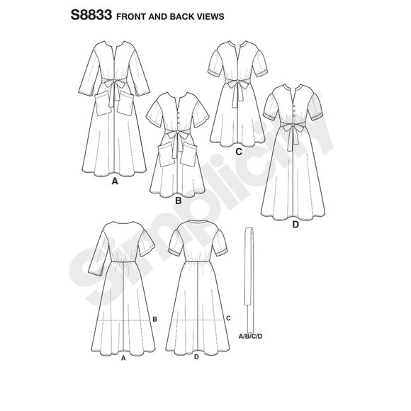 Simplicity Sewing Pattern 8833 Dress Pullover Tie Belt Misses Size 6-14 - Picture 3 of 4